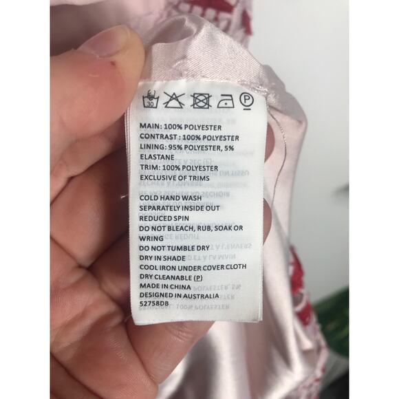 Bardot Women's 6 / Small Pink Red Lace Dress Date Night Wedding Guest Delicate - Picture 8 of 11